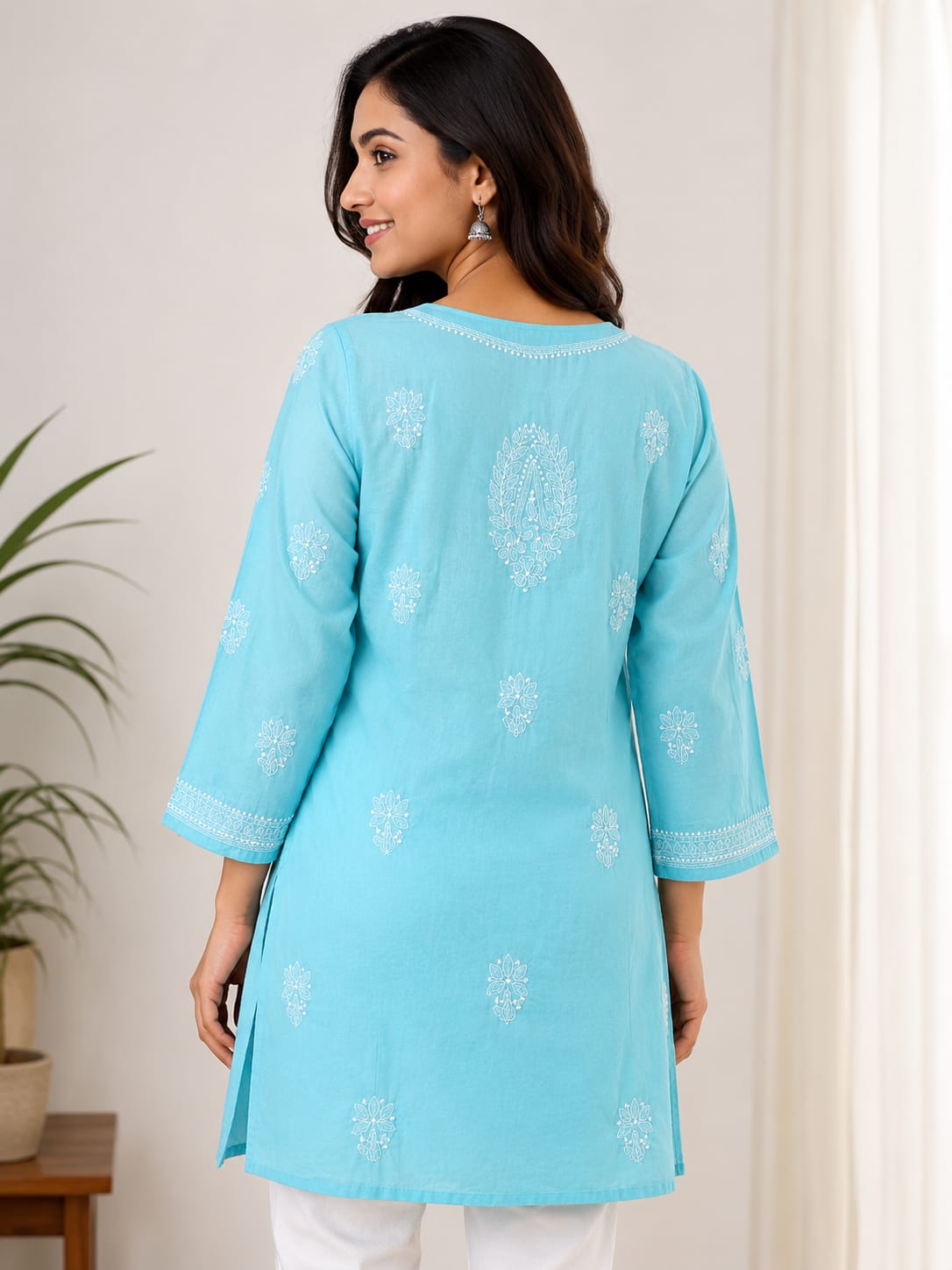 Short Cotton Chikankari Kurta
